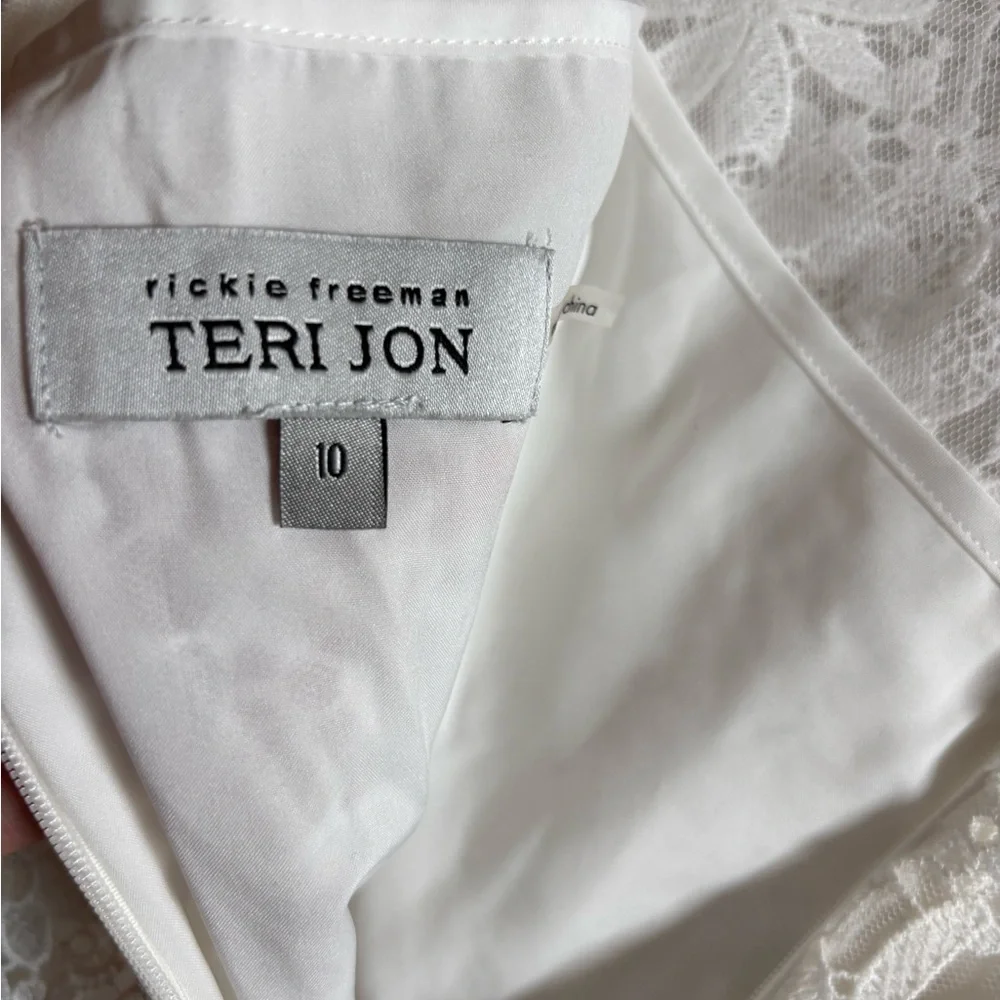 Teri Jon by Vickie Freedman Peter Pan collar White Lace Midi Dress 10 - Picture 7 of 8